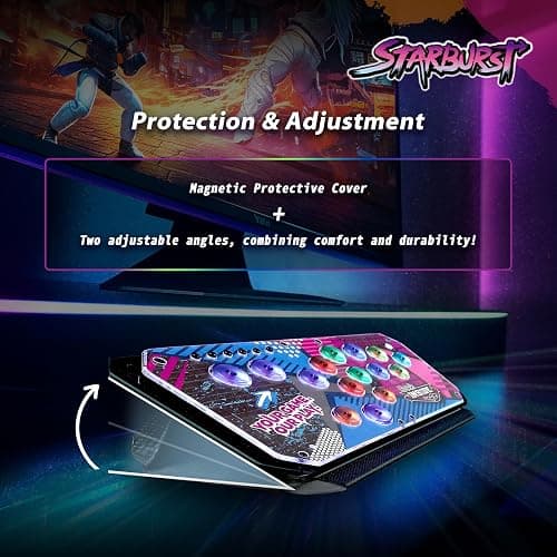 Brook Fighter Starburst All-Button Arcade Controller for PS5, PS4, Xbox Series X|S, NS & NS2, PC – Hot-Swappable Switches, RGB Lighting, Adjustable Angles, Tournament-Grade Performance thumbnail 5