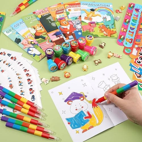 BenLouis 192 Pcs Graduation Party Favors for Kids Preschool Kindergarten Classroom Gifts Prize Coloring Books Set Bulk for Students Congrats Grad Goodie Bags Stuffers（Graduation Animals） thumbnail 2