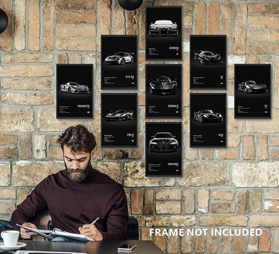 dazongweihan 9pcs Super Car Posters for Boys Room, Racing Car Wall Art for Men Guys, Sports Car Wall Decor, Race Cars Pictures Wall Decor for Bedroom Dorm Man Cave (Unframe,8x12inch) (U1) thumbnail 3