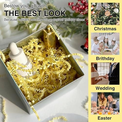 Corlcol 1LB Crinkle Paper Shred Filler for Gift Box Bag and Basket On Holidays(Light Yellow) thumbnail 5
