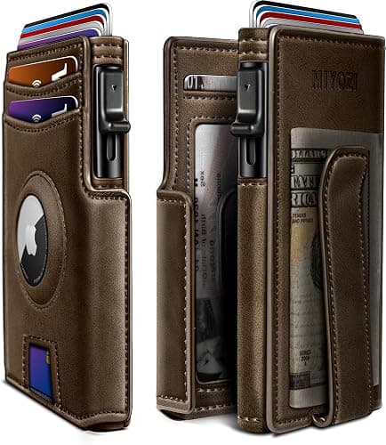 miyozi Airtag Wallet for Men,with Money Clip 10 Cards Metal Case Smart Slim Pop Up Credit Card Holder Flip with Magnetic Closure RFID Blocking wallet with Gift Box - Image 1