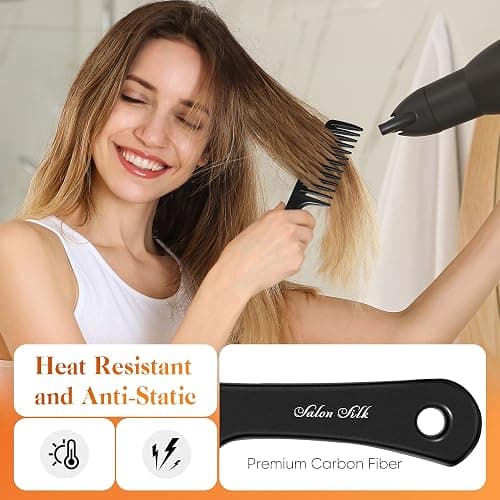 SALONSILK 4PCS Professional Comb Set, Wide Tooth Rat Tail Fine Tooth Hair Combs, Braiding Cutting Barber Styling Curly Parting Set for Men and Women thumbnail 3