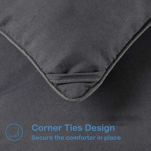 EASELAND Full Size Down Alternative Comforter - Quilted Duvet Insert for All Seasons, Soft Lightweight with Corner Tabs, Summer Winter Warm Bedding, Dark Grey 82×86 Inches thumbnail 7