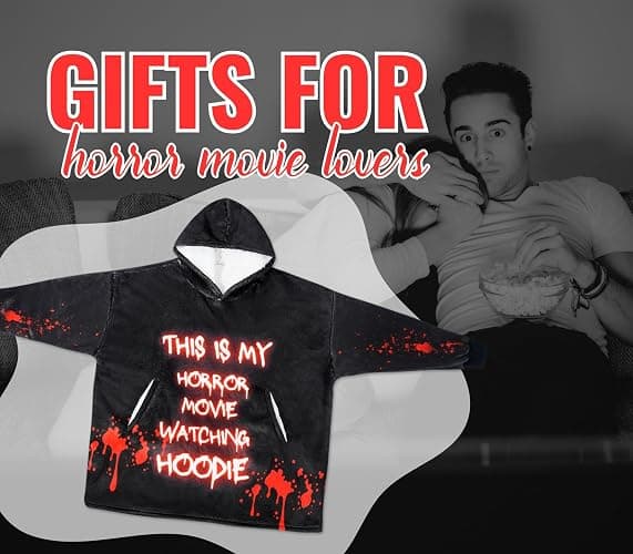 Huglanket Horror Movie Gifts for Horror Movie Lovers, Wearable Blanket Hoodies for Adults, Oversized Flannel Hooded Blankets, One Size Fits All thumbnail 7