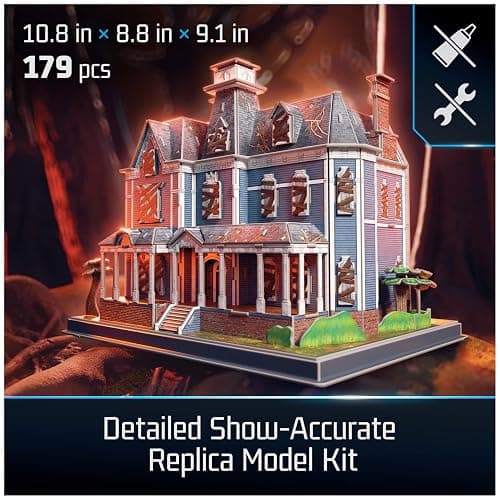 4D Build, Stranger Things Creel House 3D Model Kit with Stand, Stranger Things Collectibles & Desk Decor, Adult Puzzle, Building Toys, 179 Pieces, 3D Puzzles, Gift Ideas for Ages 12 & Up thumbnail 2