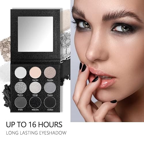 Black Grey Smokey Eyeshadow Palette Matte Black White Gray Silver Smoky Eye Shadow 9 Colors Eyeshadows Eye Makeup For Goth Look -9Black thumbnail 5