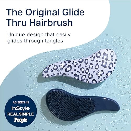 Crave Naturals Glide Thru Detangler Brush - Curly Hair Brush for Women and Kids - Wet and Dry Comb for Adults - Soft Flexible Bristles for Gentle Use - Styling Tool for Curls - Blue Cheetah thumbnail 2