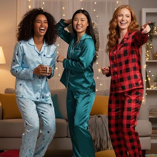 Just Love Satin Pajama Set for Women – Long Sleeve Button Down Womens Pajama Sets – Soft Loungewear & Sleepwear Sizes (S-3X) thumbnail 6