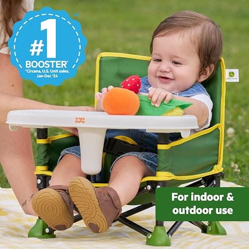 Bright Starts John Deere Pop 'N Sit Portable Booster Chair, Floor Seat, Indoor/Outdoor Use, Compact Fold, Green and Yellow, 6 Mos - 3 Yrs thumbnail 6