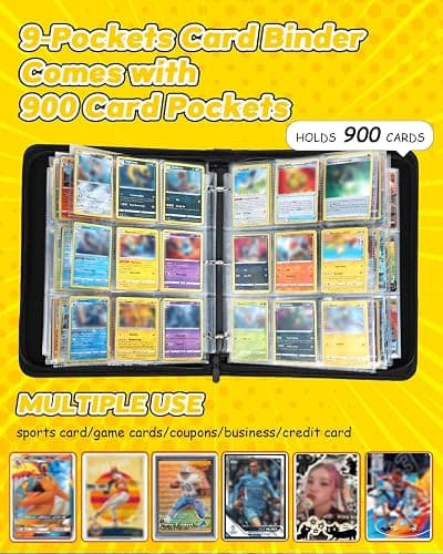 Lotadilo for 9 Pocket Card Binder Large Capacity for 900 Cards - Trading Card Collection Album Folder Double Sided Pocket with Zipper Anime Design for Men Boys Teens for Sports Cards Game Cards thumbnail 3