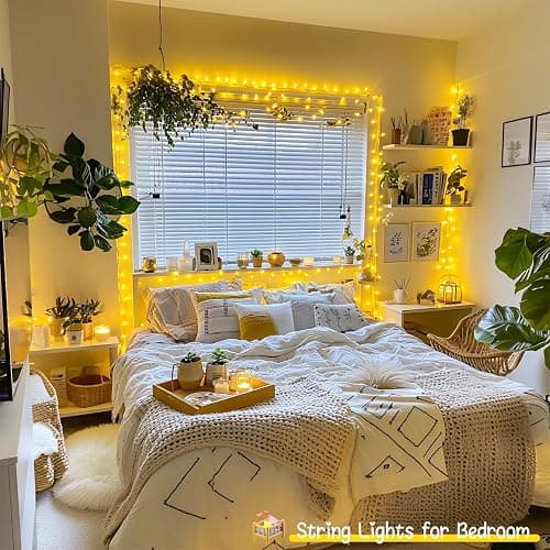 JMEXSUSS 33ft 100 LED Warm White Christmas String Lights for Room Decor | Battery Operated Christmas Lights with 8 Modes Remote, Twinkle Fairy Mini Lights for Bedroom Home Wall House Decor thumbnail 6