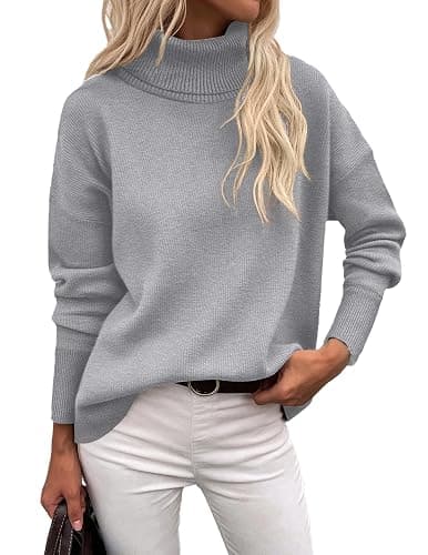 Zeagoo Women's Turtleneck Sweater 2026 Fall Winter Chunky Knitted Pullover High Low Hem Trendy Basic Jumper Top - Image 1