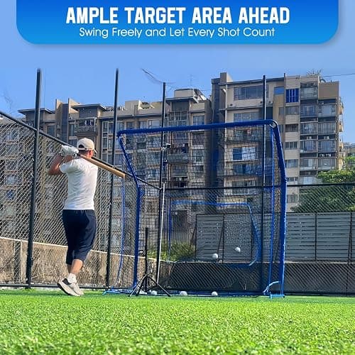 Baseball Softball Net with Blocking System, 7x7ft/6x6ft Practice Cage for Batting/Pitching/Fielding, Metal Frame with Elevated Base and Storage Bag for Backyard Outdoor Indoor thumbnail 3