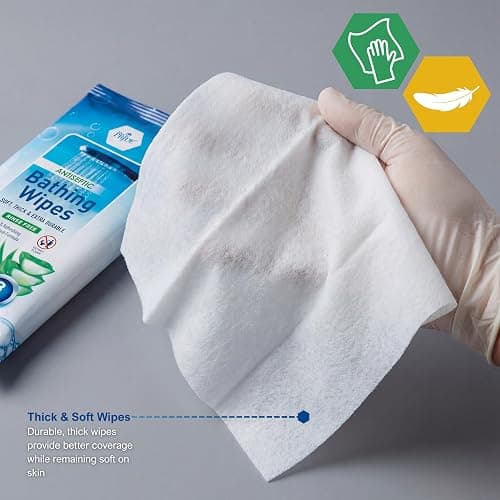 MED PRIDE Hospital Wipes for Bathing, Waterless Rinse Free Bath Wipes for Adults, Microwavable Soft Thick, 12 Packs (96 Count), Aloe Vera thumbnail 4