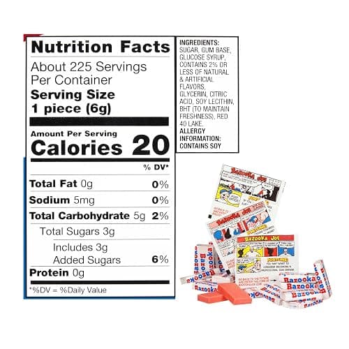 Bazooka Bubble Gum Bulk, Halloween Candy Bulk, 225 Count Tub of Chewing Gum Individually Wrapped, Old Fashioned 90's Candy for Baseball, Party Favors, Goodie Bags, Trick or Treating thumbnail 6