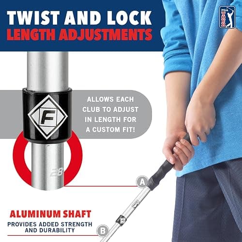 Franklin Sports PGA TOUR Kids' Plastic Golf Clubs Set - Youth Toy Plastic Clubs + Bag - Kids' Plastic Golf Set with Bag + Balls - Adjustable Length for Boys + Girls - Red + Blue thumbnail 4