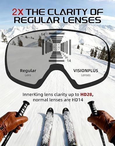 Innerking® OTG Ski Goggles SGS Approved, Over Glasses Snow Snowboarding Winter Goggles Anti Fog for Adult, Youth, Men Women thumbnail 3