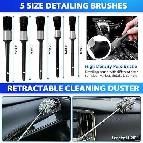 THINKWORK Car Cleaning Kit, Car Detailing Kit Interior Cleaner with High Power Handheld Vacuum, 10Pcs Detailing Brush and Storage Bag, Gray Auto Interior Cleaning Kit for Men thumbnail 5