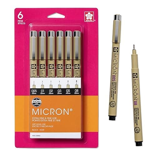 SAKURA Pigma Micron Fineliner Pens - Archival Black Ink Pens - Pens for Writing, Drawing, or Journaling - Assorted Point Sizes - 6 Pack - Image 1
