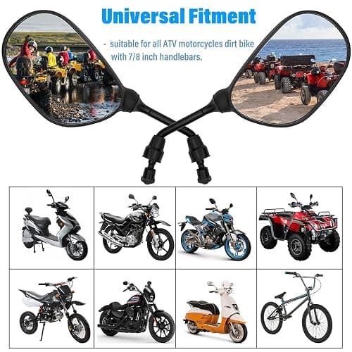 ATV Rear View Mirror, 360 Degrees Ball-Type ATV Side Rearview Mirror with 7/8" Handlebar Mount for Motocycle Scooter Moped Sportsman Dirt Bike Cruiser 4 wheeler mirrors thumbnail 6