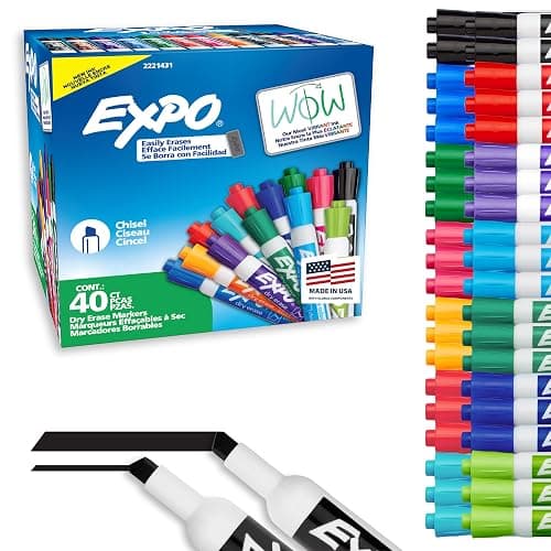 EXPO Dry Erase Markers, Low Odor Ink, Assorted Fashion Colors, Chisel Tip, 40 Count - 40 Count - Image 1