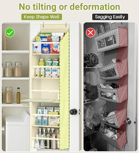AOODA 2 Pack Over the Door Organizer, Large Capacity Closet Door Hanging Organizer, Clear Deep Pockets Baby Storage for Nursery, Bathroom, Bedroom, Pantry, Diapers (Light Yellow) thumbnail 3