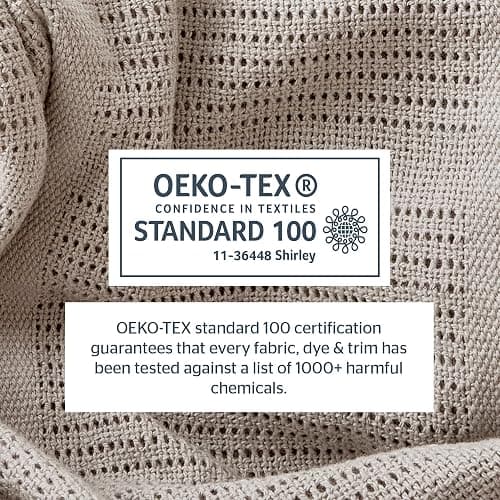 Silentnight Safe Nights Baby Blanket - Pack of 2 Soft 100% Cotton Cellular Baby Blanket for Newborn Ideal for Cot, Crib, Moses Basket and Pram - Baby Essentials - 2 Pack - Natural - Natural thumbnail 6