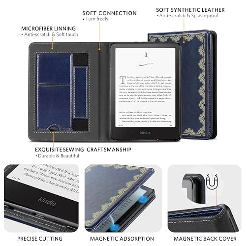 CoBak Stand Case for 7" Kindle Paperwhite 12th Gen 2024 and Kindle Colorsoft with Hand Strap - Compatible with iPhone MagSafe, for Samsung/Belkin/Anker Wireless Charging Pads, Durable, Auto Sleep Wake thumbnail 4