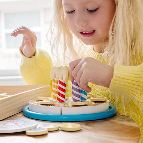 Melissa & Doug Birthday Party Cake - Wooden Play Food with Mix-n-Match Toppings and 7 Candles thumbnail 7