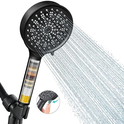 Cobbe Filtered Shower Head with Handheld, Water Softener for Hard Water | High Pressure 6 Spray Mode Showerhead with Filters - Remove Chlorine&Harmful Substances - Reduces Dry Itchy Skin, Matte Black - Image 1
