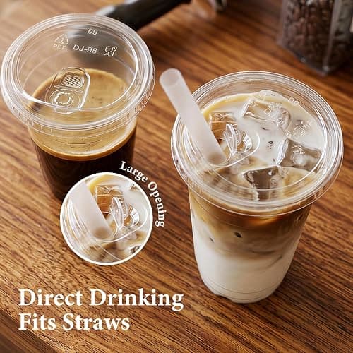 BISWYLBLJ 25 Pack 16oz Clear Plastic Cups with Sip Lids | Disposable Iced Coffee Cups,BPA Free,Food Safe Sturdy Cups for Iced Coffee,Smoothies Party Cold Drinks thumbnail 5