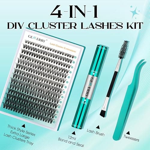 GEMERRY 80D Lash Extension Kit 30D/40D/60D/80D/100D/200D D Curl Lash Clusters Kit Lash Extension Kit DIY Eyelash Extensions Kit at Home Cluster Lashes Kit Beginners (80D,10-18mm) thumbnail 7