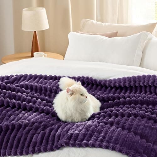 Bedsure GentleSoft Purple Fleece Blanket for Couch - Cozy Soft Blankets for Women, Cute Small Throws for Girls, 90x90 Inches thumbnail 2