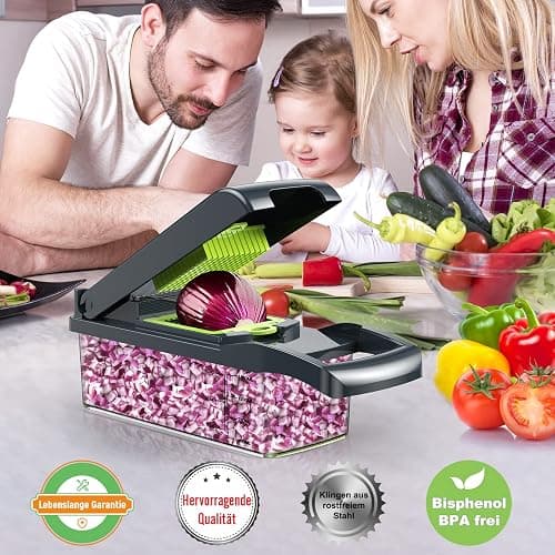 16 in 1 Vegetable Cutter, Multifunctional Vegetable Cutter, Vegetable Chopper, Dicer with 7 Interchangeable Blades, Vegetable Slicer Dicer for Slicing Fruit Vegetables, Carrot, Potato, Onion, Garlic thumbnail 7