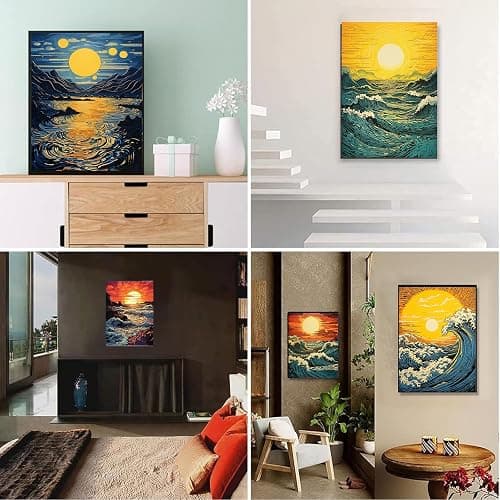 DOTSOPS Diamond Painting Kits Art Adults Painting Kit Crafts DIY 5D Diamond Art Packs Kits Full for Adults Beginner Home Wall Decoration Gift 11.8x15.7 Inches (6 Pack Great Wave) thumbnail 5