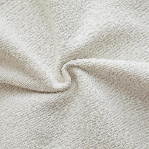 Mandioo Pack of 2 Cushion Covers 40cm x 40cm Decorative Accent Solid Woven Textured Throw Pillow Covers cases Bedroom Living Room Couch Sofa Home 16 x 16 Inch Cream white thumbnail 4