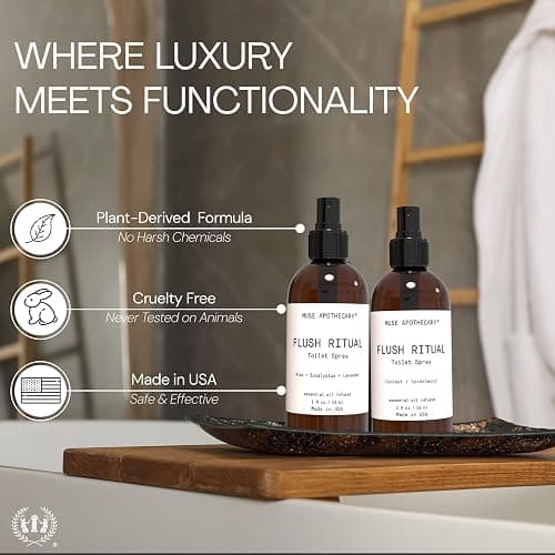 Muse Apothecary Flush Ritual - Aromatic & Refreshing Toilet Spray, Use Before You Go, 2 oz, Infused with Natural Essential Oils - Coconut + Sandalwood thumbnail 6