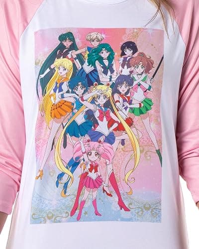 Bioworld Sailor Moon Pajamas Women's Character Poster Raglan Shirt And Jogger Pants Pajama Set thumbnail 2