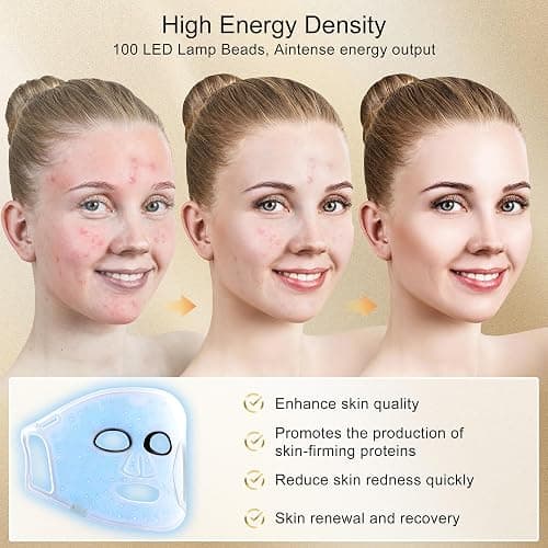 Red Light Therapy for Face, 4 Modes LED Face Mask Infrared Light Therapy with Remote, Portable and Rechargeable Design with Timer Function for Home Use thumbnail 4