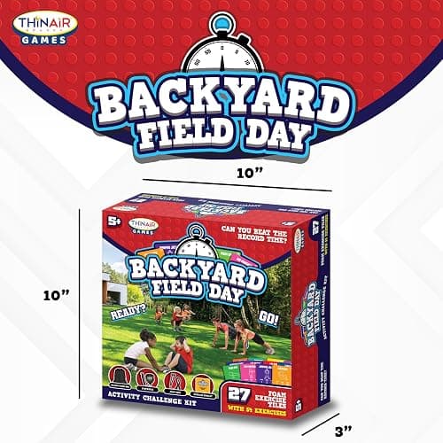 Playful Minds Backyard Field Day Obstacle Course Game – 27 Double-Sided Foam Challenge Tiles with 54 Kid-Friendly Exercises, Stopwatch, Jump Rope & Carry Bag – Outdoor Fitness Fun for Kids & Families thumbnail 2