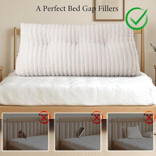 Dorivalley Headboard Pillow Twin XL, Triangular Wedge Pillow Headboard, Cushion Headboards Reading Pillows, Backrest Pillows for Sitting in Bed or Working with Removable Cover, Beige thumbnail 6