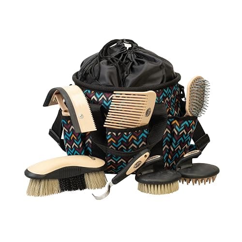 Weaver Leather Horse Grooming Kit, 7-piece Brush Set with Organizer Tote Bag, Equine Care, Horse Track Room Equipment, Grooming Supplies, Insignia - Image 1