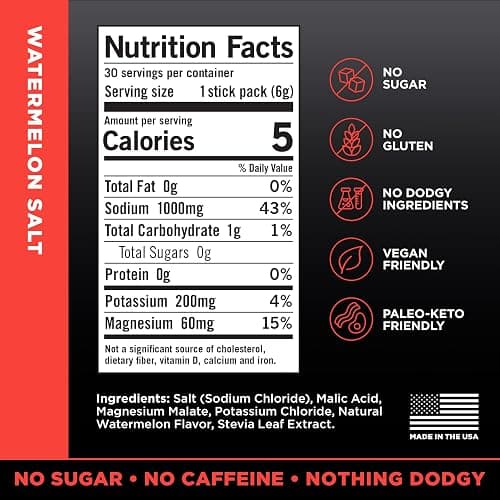 LMNT Zero Sugar Electrolytes - Watermelon Salt | Drink Mix | 30-Count thumbnail 2