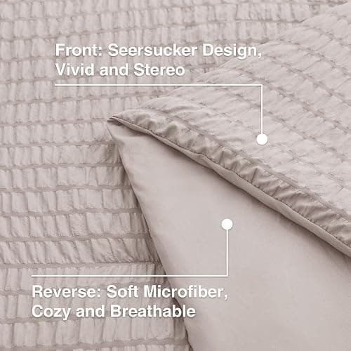 Love's cabin Seersucker Burlwood King Size Comforter Set 7 Pieces, All Season Bedding Set, King Bed in a Bag Comforter Set with Comforter, Flat Sheet, Fitted Sheet, Pillowcase and Pillow Sham thumbnail 4