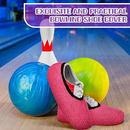 Zhanmai 2 Pairs Women Bowling Shoe Cover Fuzzy Non Slip Shoes Protector | Purple and Rose Red, Reusable Shoes Covers, Soft Protector for Sport Floor Protection Bowling Alley, Women Adults thumbnail 5