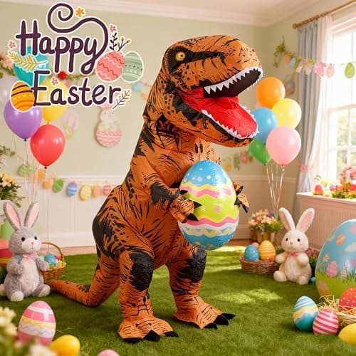 JASHKE Inflatable Dinosaur Costume for Adult Halloween Dinosaur Costumes Blow up T rex Costume for Adults thumbnail 5