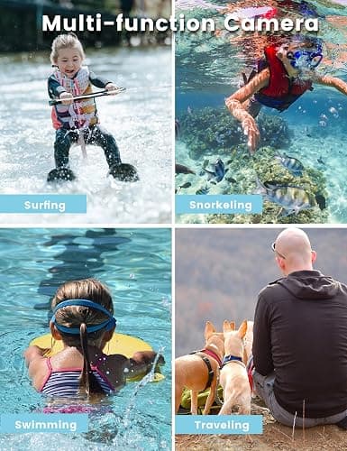 YEEIN Underwater Camera 4K 48MP Autofocus Selfie Dual Screen Waterproof Camera with Floating Strap and 32GB Card, 17FT Compact Waterproof Digital Camera, Fill Light Underwater Camera for Snorkeling thumbnail 6