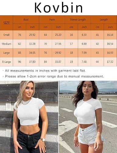 Kovbin Crop Tops for Women Short Sleeve Summer Shirts Basic Cute Baby Tees Slim Fit Rib Knit Trendy Top 2025 Y2k thumbnail 2