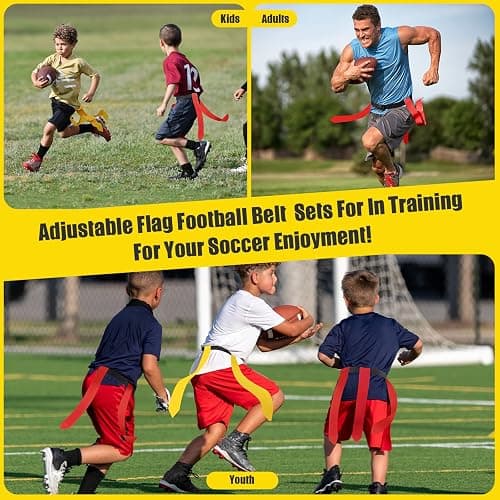 Flag Football Belts, 6/8/10/12/14 Player Flag Football Set for Kids, Youth & Adult, Adjustable Flag Football for Waist 22-43" thumbnail 7