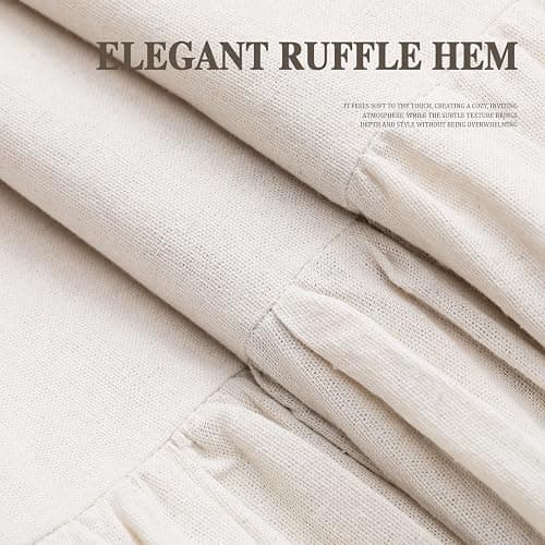 XOGUIBO Farmhouse Shower Curtain with Ruffle Hem Linen Cream Shower Curtains for Bathroom Country Vintage Rustic Natural Fabric, 72" W x 72" L thumbnail 3